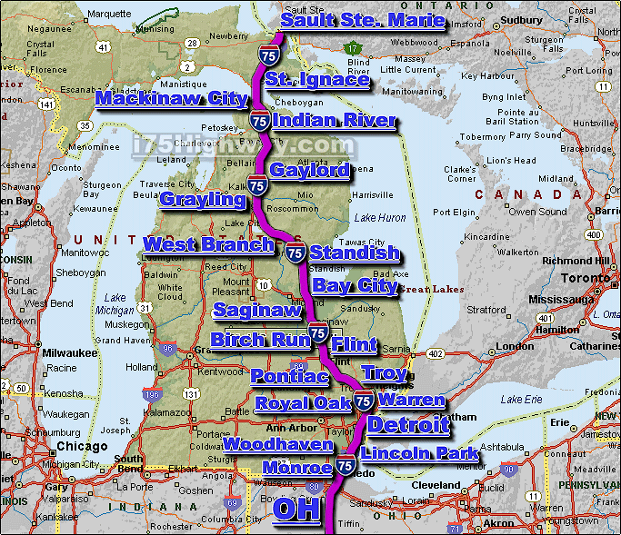 Interstate 75 Michigan Freeway Traffic Map