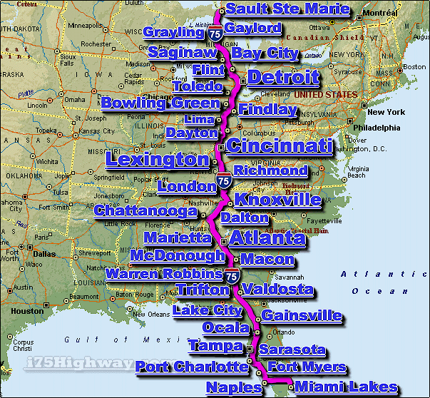 Interstate 75 Map Route