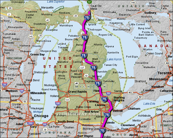 i-75 Michigan Map