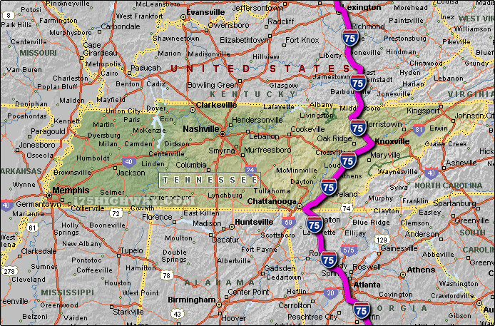 i-75 Tennessee Map
